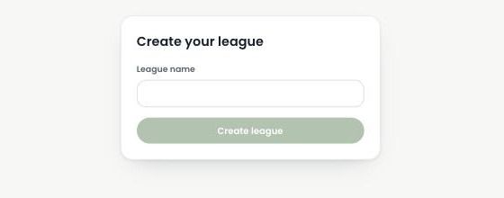 The Turn's Create your league form, with a single League name field